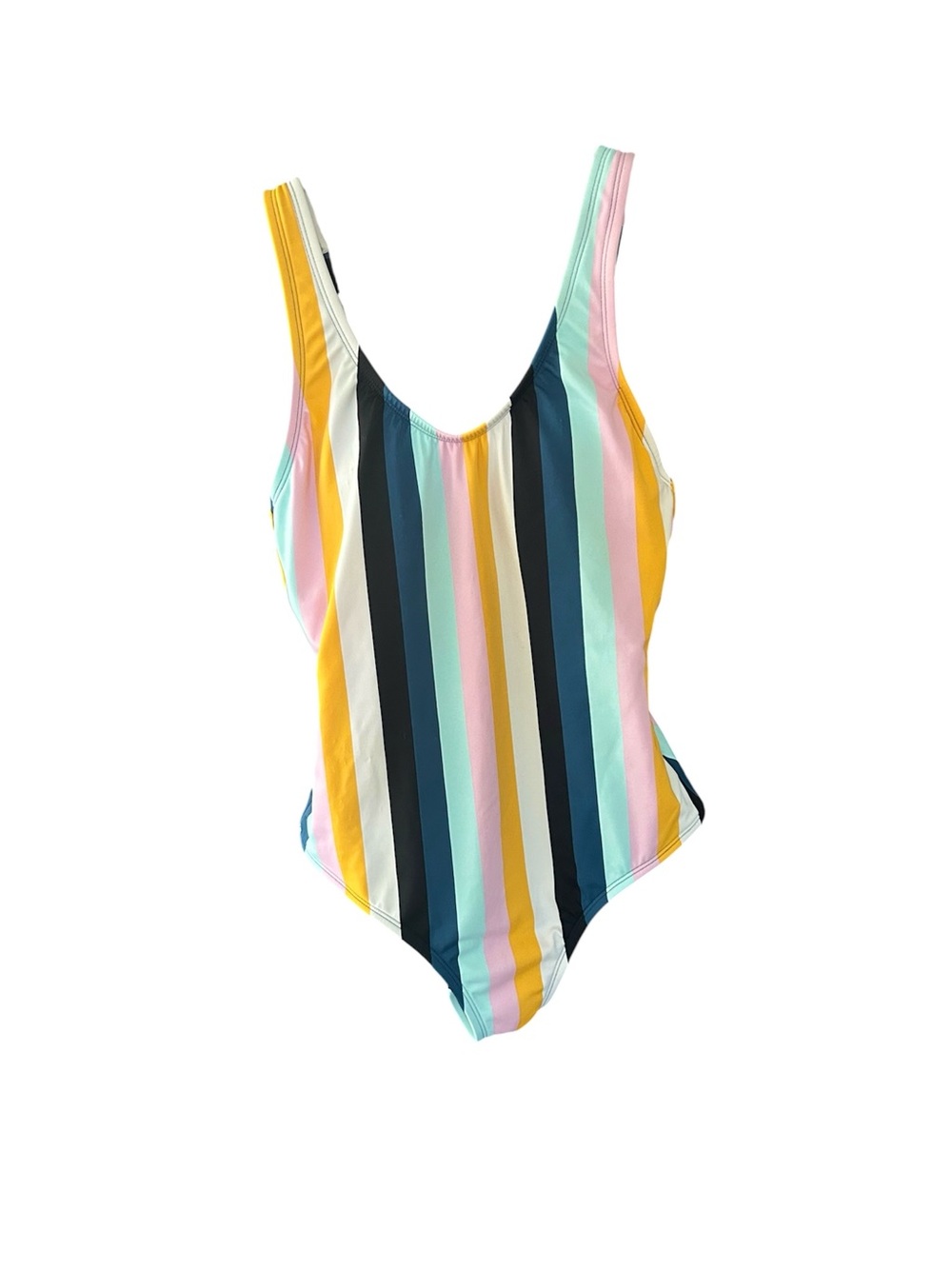Kona Sol Striped One Piece Swimsuit Adjustable Straps Sewn In Padded Cups Size S